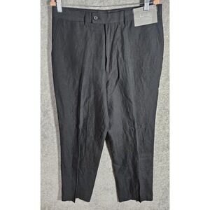 NWT Louis Raphael LR2 Linen Blend Pants Mens 34X32 Black Straight Leg Pockets